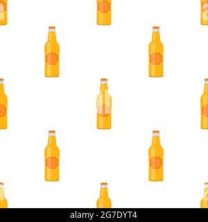 Illustration zum Thema nahtlose Bierglasflaschen mit Deckel für Brauerei. Musterbier bestehend aus vielen identischen Glasflaschen auf weißem Hintergrund. G Stock Vektor