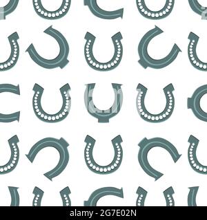 Illustration zum Thema Irish Holiday St. Patrick Tag, nahtlose Hufeisen. Muster St. Patrick Tag bestehend aus identischen Hufeisen auf weißem Hintergrund Stock Vektor