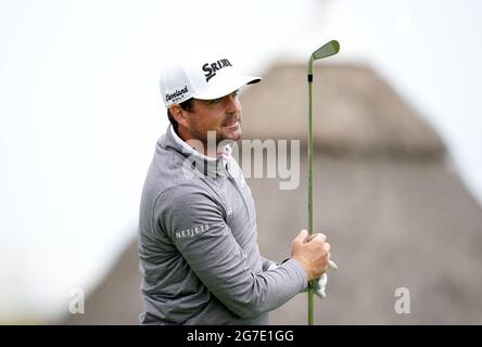 Keegan Bradley aus den USA während des Trainingstages im Royal St George's Golf Club in Sandwich, Kent. Bilddatum: Dienstag, 13. Juli 2021. Stockfoto