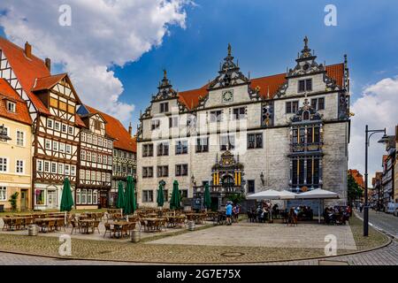 Das historische Rathaus von Hannoversch Münden in Niedersachsen Stockfoto