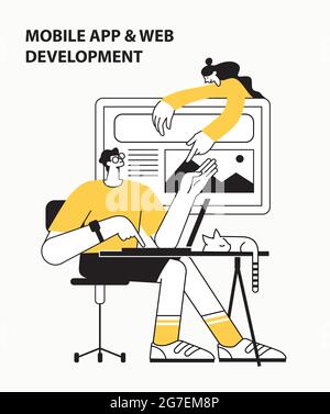 Web-Entwicklung Agentur abstraktes Konzept Vektor Illustration Set. Front- und Back-End-Entwicklung, Responsive Web-Design, Website-Schnittstelle, Codierung und Stock Vektor