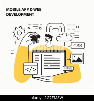Web-Entwicklung Agentur abstraktes Konzept Vektor Illustration Set. Front- und Back-End-Entwicklung, Responsive Web-Design, Website-Schnittstelle, Codierung und Stock Vektor