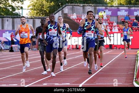 Der US-Amerikaner Isaiah Harris gewinnt die 800-Meter-Weltmeisterschaft der Männer während des Grand Prix von Muller in der Wanda Diamond League im Gateshead International Stadium. Bilddatum: Dienstag, 13. Juli 2021. Stockfoto