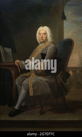 Georg Friedrich Händel (1685-1759). Deutsch-englischer Komponist. Porträt von Thomas Hudson (1701-1779) 1756. Öl auf Leinwand (238,8 x 146,1 cm). National Portrait Gallery. London. England. Vereinigtes Königreich. Stockfoto