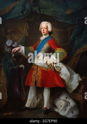 Prinz Charles Edward Stuart (1720-1788). Schottischer Aristokrat, jakobitischer Prätender auf den Thron von Großbritannien als König Charles III. Stuart-Dynastie. Porträt von Louis Gabriel Blanchet (1705-1772). Öl auf Leinwand (190,5 x 141 cm), 1738. National Portrait Gallery. London, England, Vereinigtes Königreich. Stockfoto