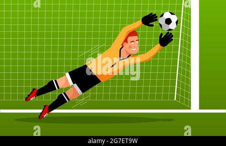 Fußball-Torwart fängt den Ball Stock Vektor