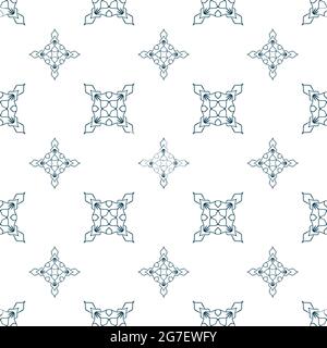 Nahtloses Muster aus blauen Ornamenten auf weißem Hintergrund Stockfoto