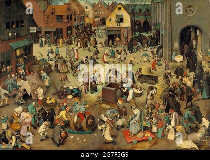 Der Kampf zwischen Karneval und Fastenzeit (1559) von Pieter Brueghel dem Älteren Stockfoto