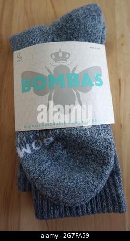 Neue Bombas Socken in Blau Stockfoto