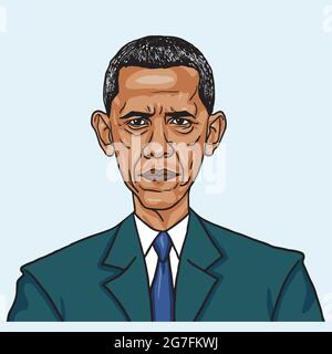 Barack Obama. Vektor Karikatur Illustration Zeichnung Stock Vektor