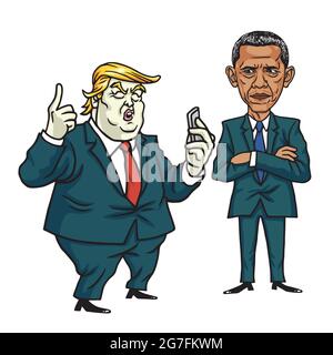 Donald Trump und Barack Obama. Cartoon Vektorgrafik Stock Vektor