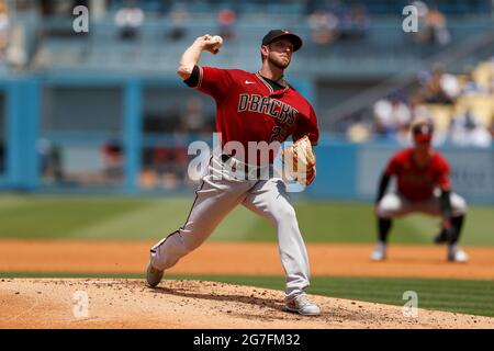 Arizona Diamondbacks Pitcher Merrill Kelly (29) während eines MLB-Spiels in der regulären Saison gegen die Los Angeles Dodgers, Sonntag, 11. Juli 2021, in Los Angel Stockfoto