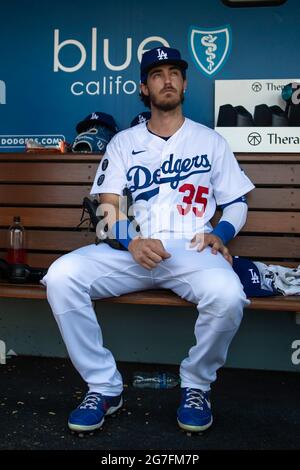 Los Angeles Dodgers Outfielder Cody Bellinger (35) während eines MLB-Spiels in der regulären Saison gegen die Arizona Diamondbacks, Sonntag, 11. Juli 2021, in Los A Stockfoto