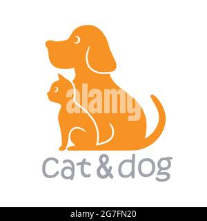 Katze und Hund Haustier Logo Vorlage Illustration Vektor kreatives Design Stock Vektor