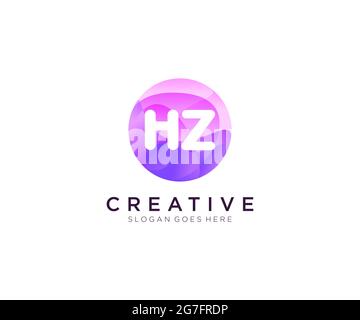 HZ Initiallogo mit farbenfroher Circle-Vorlage Stock Vektor