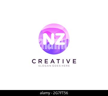 NZ Initial Logo mit farbenfroher Circle Vorlage Stock Vektor