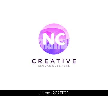 NC-Initiallogo mit farbenfroher Circle-Vorlage Stock Vektor
