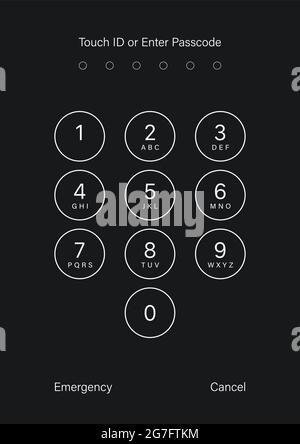 Tippen Sie auf ID, oder geben Sie den Passcode ein. Vektorgrafik Stock Vektor