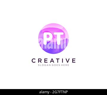 PT Initial-Logo mit farbenfroher Circle-Vorlage Stock Vektor