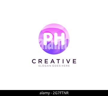 PH-Initiallogo mit farbenfroher Kreisvorlage Stock Vektor