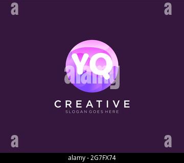 YQ Initial-Logo mit farbenfroher Circle-Vorlage Stock Vektor