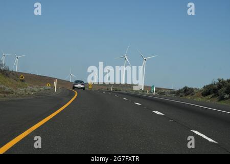 Staat Washington/Washington/USA 29. Mai 2018 , Windturbinen-Funke auf der Hügelseite in Washington vereinigte Staaten von Amerika (Foto..Francis Joseph Dean/Dean Bilder) Stockfoto