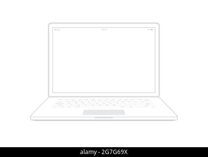 Laptop Computer Notebook Umriss auf weißem Hintergrund. illustrator Vektor. Stock Vektor