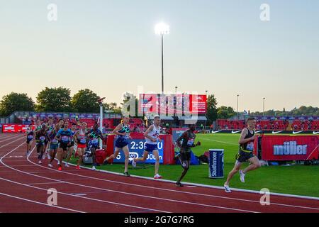 Gateshead, England, Großbritannien. Juli 2021. Teilnehmer im 3,000-Meter-Finale der Männer beim Gateshead 2021 Müller British Grand Prix im Gateshead International Stadium. Kredit: Iain McGuinness/Alamy Live Nachrichten Stockfoto