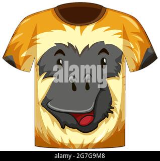 Vorderseite des T-Shirts mit Abbildung des Gibbon-Musters Stock Vektor