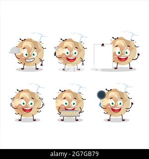 Cartoon-Figur von halloween Mond mit verschiedenen Chef Emoticons. Vektorgrafik Stock Vektor