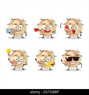 Halloween Mond Cartoon-Figur mit verschiedenen Arten von Business-Emoticons. Vektorgrafik Stock Vektor