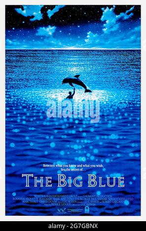 The Big Blue (1988) unter der Regie von Luc Besson mit Jean-Marc Barr, Jean Reno und Rosanna Arquette. Französischer Kultfilm über die Rivarly zwischen 2 Kindheitsfreunden, die zu Champion-Freitauchern werden. Stockfoto