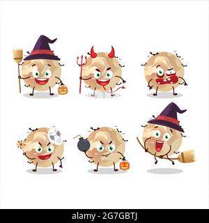 Halloween Ausdruck Emoticons mit Cartoon-Charakter von halloween Mond. Vektorgrafik Stock Vektor