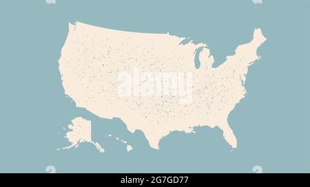 USA. Posterkarte der Vereinigten Staaten von Amerika. Schwarz-Weiß-Druckkarte der USA für T-Shirt, Poster oder geografische Themen. Handgezeichnete schwarze Karte. Vektorgrafik Stock Vektor