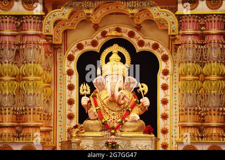 Dagdusheth Halwai Ganesha Idol, Navasacha Ganpati, Pune, Maharashtra Stockfoto