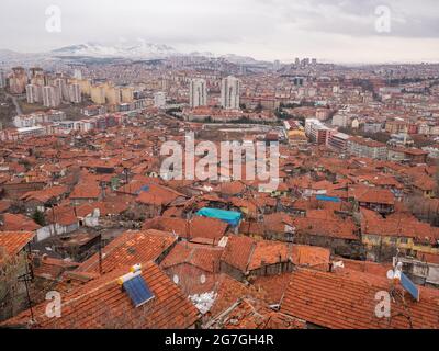 Blick auf die türkische Hauptstadt Ankara vom Schloss aus. Stockfoto