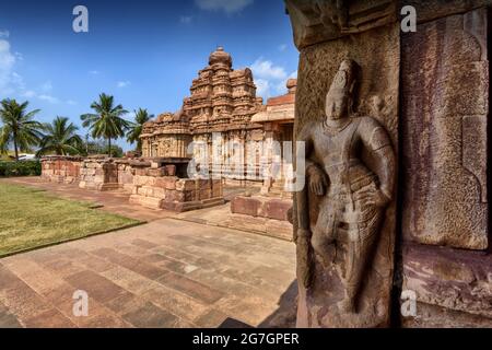 Der Mallikarjuna-Tempel am Pattadakal-Tempelkomplex aus dem 7.-8. Jahrhundert, der frühen Chalukya-Zeit, Karnataka, Indien Stockfoto