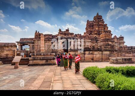 Der Sangameshwar-Tempel am Pattadakal-Tempelkomplex aus dem 7.-8. Jahrhundert, der frühen Chalukya-Zeit, Karnataka, Indien Stockfoto