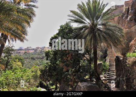 Abgelegenes Bergdorf in der Nähe von Jebel Akhdar, Sultanat von Oman Stockfoto