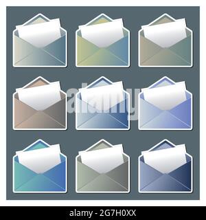 Farbiger Umschlag und weißes Papier für eine Post Stock Vektor