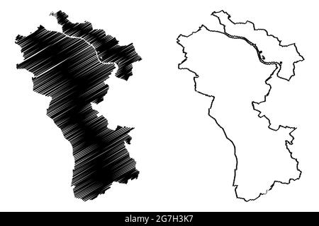 Kreis Kleve (Bundesrepublik Deutschland, Land Nordrhein-Westfalen, NRW, Region Düsseldorf) Kartenvektordarstellung, Scribble-Skizze Kleve Stock Vektor