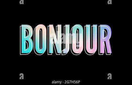 Dekorativer BONJOUR HELLO Text mit Leopardenhaut Stock Vektor