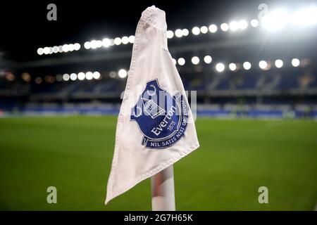 Aktenfoto vom 31-01-2018 einer Everton-Eckflagge während des Spiels der Premier League im Goodison Park, Liverpool. Ausgabedatum: Mittwoch, 14. Juli 2021. Stockfoto