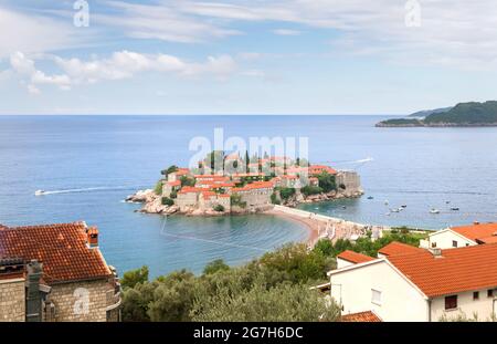 Sveti Stefan Insel und Resort in Montenegro. Stockfoto