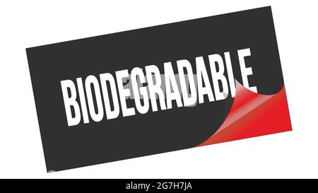 BIOLOGISCH ABBAUBARER Text auf schwarzem roten Stickerstempel geschrieben. Stockfoto