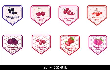 Vector Set von Beeren Marmelade Etiketten Stock Vektor