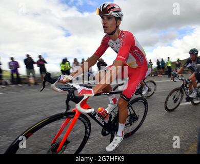 Der Franzose Anthony Perez von Cofidis wurde während der Etappe 17 der 108. Ausgabe des Radrennens der Tour de France von Muret bis Saint-Lary-S in Aktion gezeigt Stockfoto