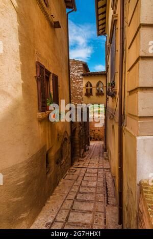 Spello charmante historische Zentrum Gasse in Umbrien Stockfoto