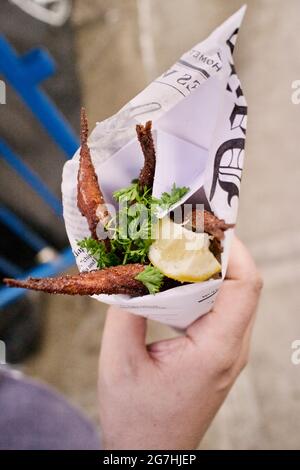 Bon Chovie Lebensmittelhändler im Smorgasburg in Williamsburg an der Kent Avenue in der N 7th Street in Brooklyn, New York City, NY USA Stockfoto