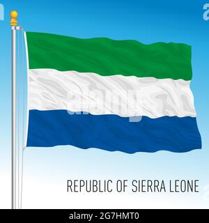Offizielle Nationalflagge Sierra Leones, afrikanisches Land, Vektorgrafik Stock Vektor